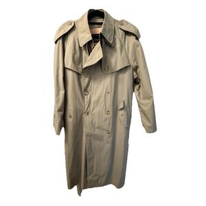 Vtg Towne Limits Double Breasted Trench Coat Removable Lining Men Size 40R Khaki